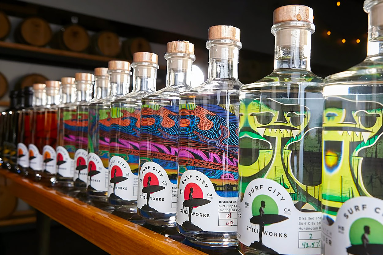 image of SCSW bottles of handcrafted spirits on a shelf